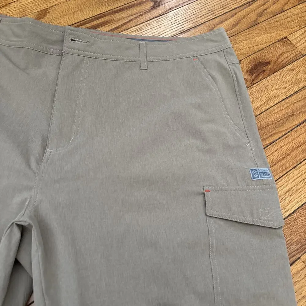 Free Country Mens‎ 42 Gorpcore Tan Khaki Taconic Rip Stop Cargo Hiking Shorts